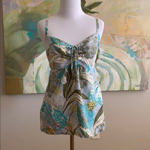 Tommy Bahama Tropical Floral Silk Sleeveless Strappy Blouse Tank